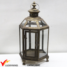 Rustic Glass Windows Metal Vintage Candle Hanging Lantern